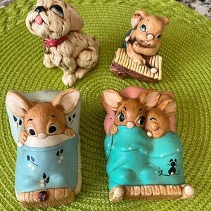 PenDelfin Collectible Figurines Vintage Bunny Rabbit Ceramic Figurine Set